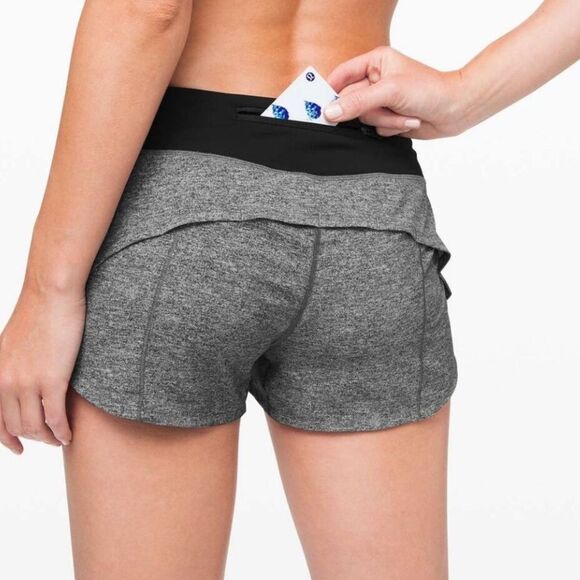 Lululemon Speed Up High Rise Shorts Heather Lux Black Gray Womens 4 - Picture 11 of 11